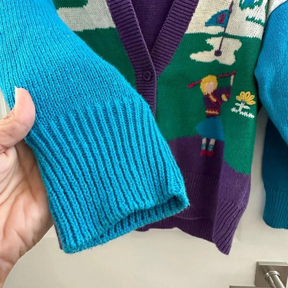 80s Colorblock Knit Cardigan Koret size large vintage - Picture 5 of 7